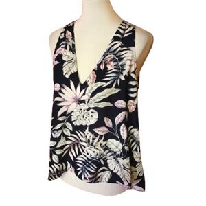 Lush Boho Tropical Flowers Plunging Tank Top